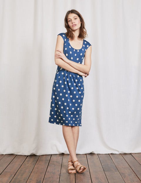 Margot Jersey Dress - Santorini Blue Pom Pom Margot Jersey Dress - Santorini Blue Pom Pom