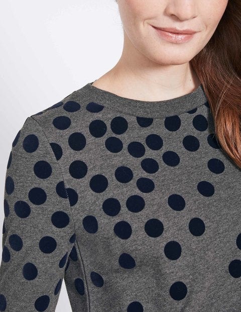 Flocked Spot Sweatshirt Dress - Charcoal Spot Flocked Spot Sweatshirt Dress - Charcoal Spot