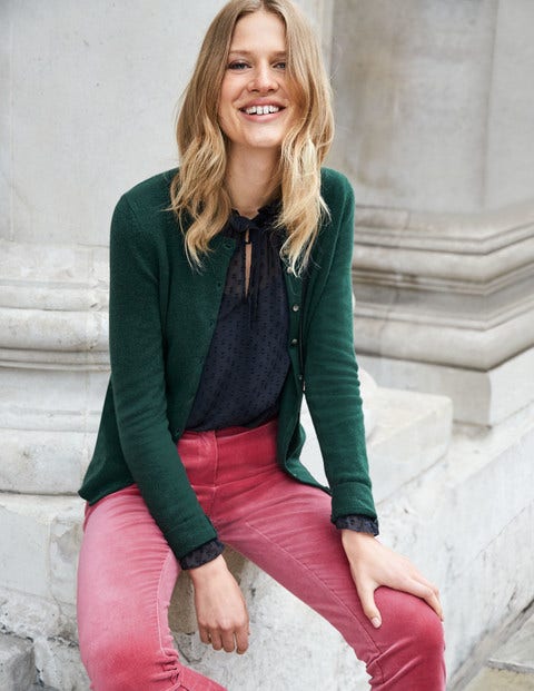 Cashmere Crew Cardigan - Emerald Night Cashmere Crew Cardigan - Emerald Night