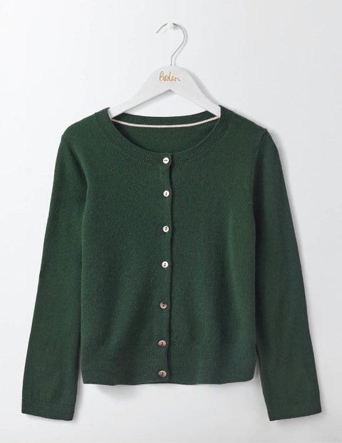Cashmere Crop Crew Cardigan - Emerald Night Cashmere Crop Crew Cardigan - Emerald Night