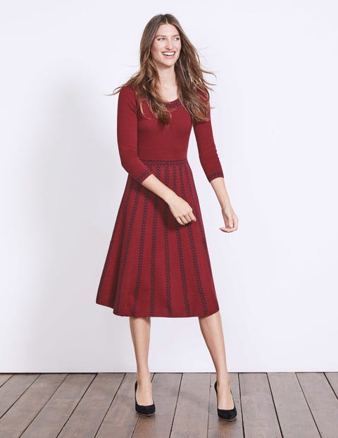 Brooke Floral Dress - Wine/Navy Placement Jacquard Brooke Floral Dress - Wine/Navy Placement Jacquard