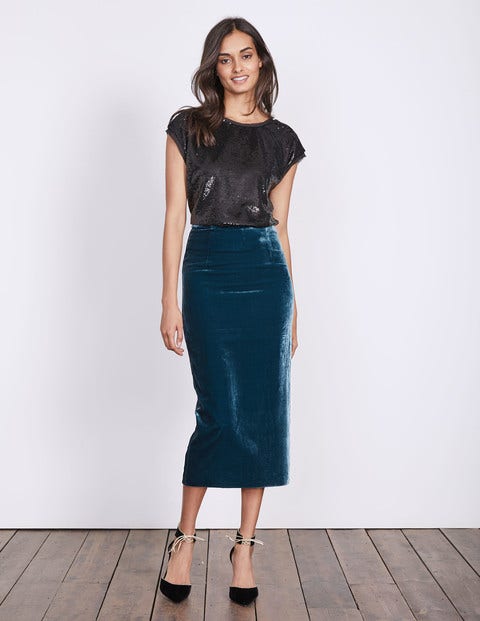 Lorna Velvet Pencil Skirt - Ink Pot Lorna Velvet Pencil Skirt - Ink Pot