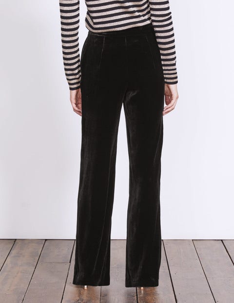 Velvet Wide Leg Trousers - Black Velvet Wide Leg Trousers - Black