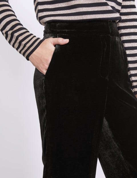Velvet Wide Leg Trousers - Black Velvet Wide Leg Trousers - Black