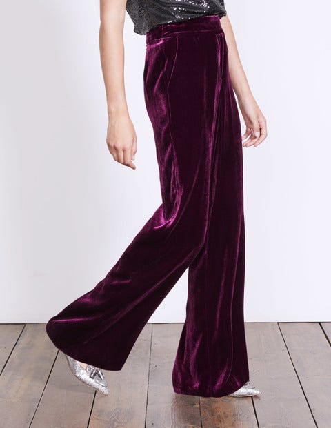 Velvet Wide Leg Pants - Blackforest Velvet Wide Leg Pants - Blackforest