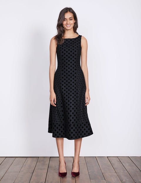 Caitlin Dress - Navy Flock Spot Caitlin Dress - Navy Flock Spot