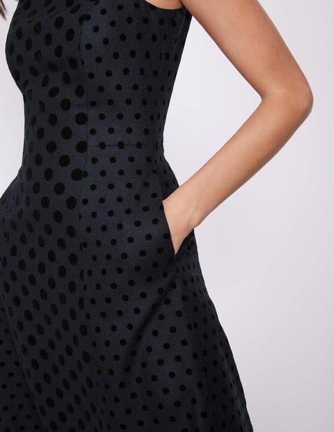 Caitlin Dress - Navy Flock Spot Caitlin Dress - Navy Flock Spot