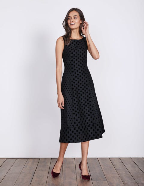 Caitlin Dress - Navy Flock Spot Caitlin Dress - Navy Flock Spot