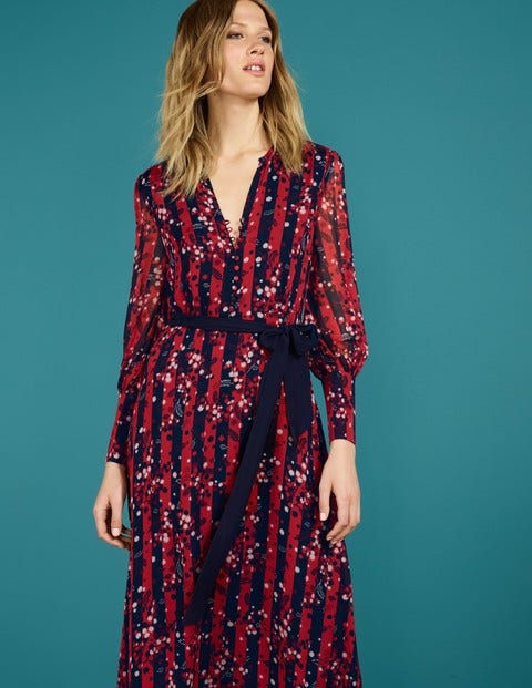 Primrose Midi Dress - Post Box Red Acacia Stripe Primrose Midi Dress - Post Box Red Acacia Stripe