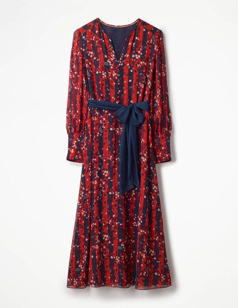 Primrose Midi Dress - Post Box Red Acacia Stripe Primrose Midi Dress - Post Box Red Acacia Stripe