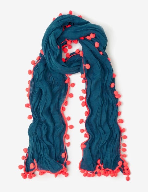 Pompom Linen Scarf - Rainforest Pompom Linen Scarf - Rainforest