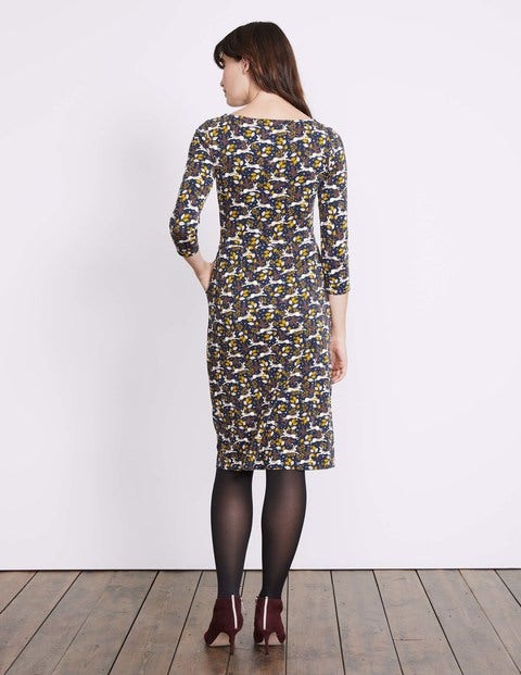 Penny Jersey Dress - Carbon Blue Field Hare Penny Jersey Dress - Carbon Blue Field Hare