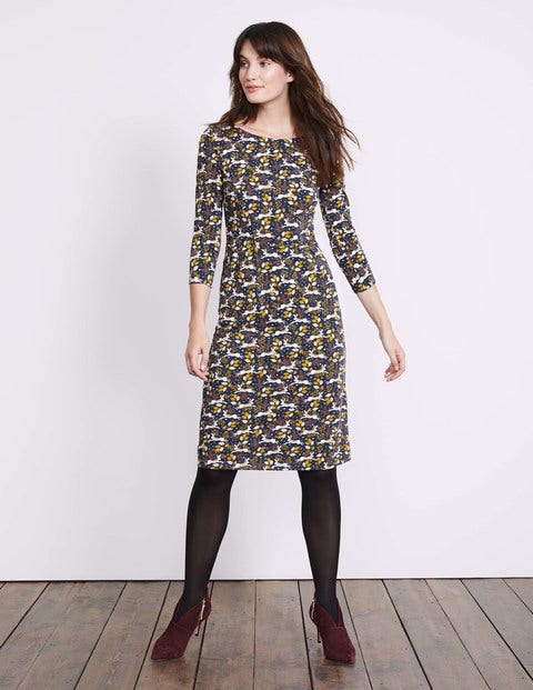 Penny Jersey Dress - Carbon Blue Field Hare Penny Jersey Dress - Carbon Blue Field Hare