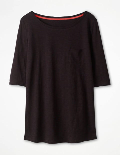 The Cotton Boat Neck Tee - Black The Cotton Boat Neck Tee - Black
