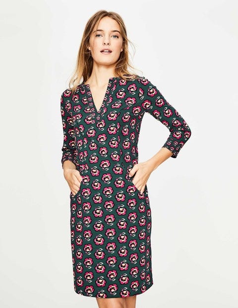 Stephanie Jersey Dress - Midnight Garden Woodblock Stephanie Jersey Dress - Midnight Garden Woodblock