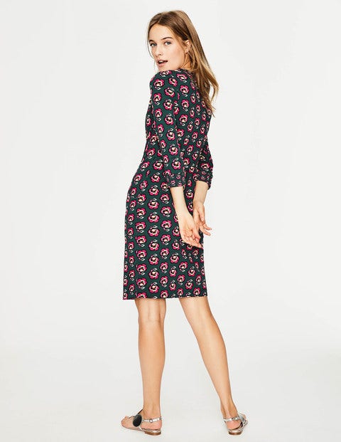 Stephanie Jersey Dress - Midnight Garden Woodblock Stephanie Jersey Dress - Midnight Garden Woodblock