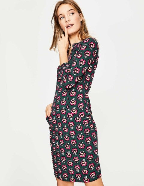 Stephanie Jersey Dress - Midnight Garden Woodblock Stephanie Jersey Dress - Midnight Garden Woodblock