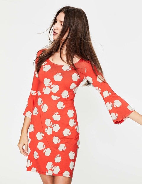 Miriam Jersey Tunic - Rosehip Woodblock Floral Miriam Jersey Tunic - Rosehip Woodblock Floral