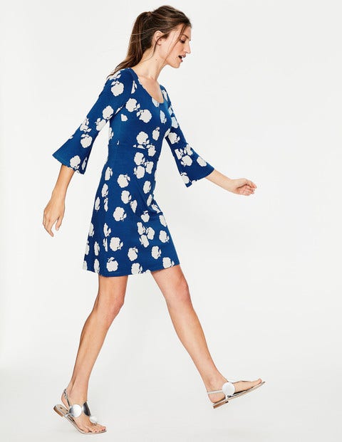 Miriam Jersey Tunic - Lupine Blue Woodblock Floral Miriam Jersey Tunic - Lupine Blue Woodblock Floral