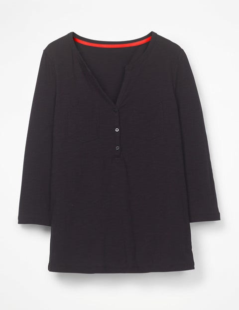 The Cotton Henley Tee - Black The Cotton Henley Tee - Black
