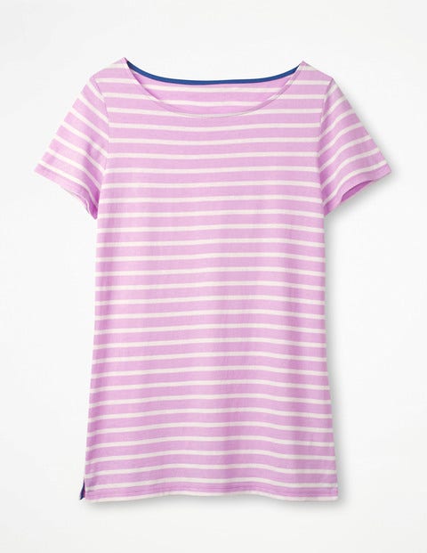 Kurzärmeliges Bretonshirt - Weidenröschen/Naturweiß Kurzärmeliges Bretonshirt - Weidenröschen/Naturweiß