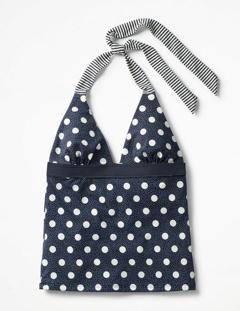 Positano Halter Tankini Top - Navy/Ivory Spot Positano Halter Tankini Top - Navy/Ivory Spot