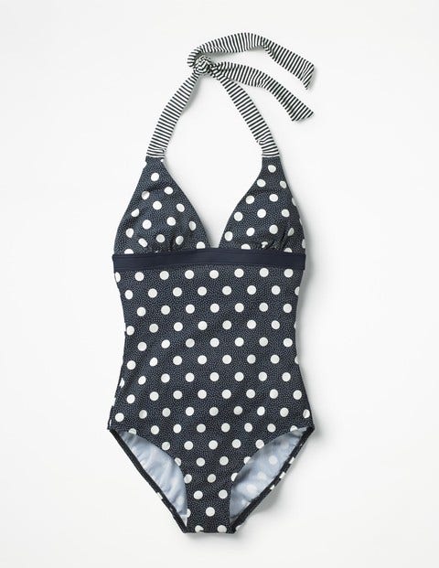 Positano Halter Swimsuit - Navy/Ivory Spot Positano Halter Swimsuit - Navy/Ivory Spot