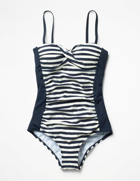 Amalfi Bandeau Swimsuit - Navy/Ivory Stripe Amalfi Bandeau Swimsuit - Navy/Ivory Stripe