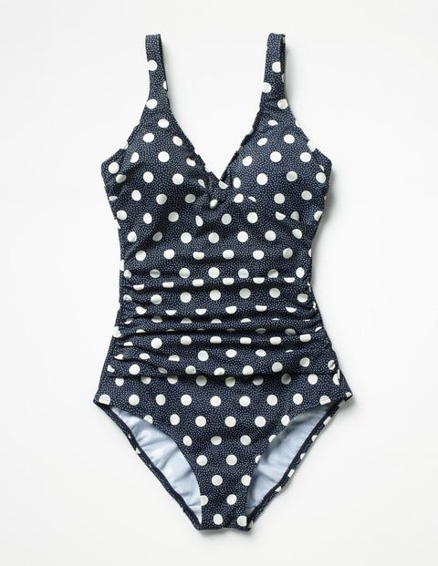 Wrap Front Swimsuit - Navy/Ivory Spot Wrap Front Swimsuit - Navy/Ivory Spot