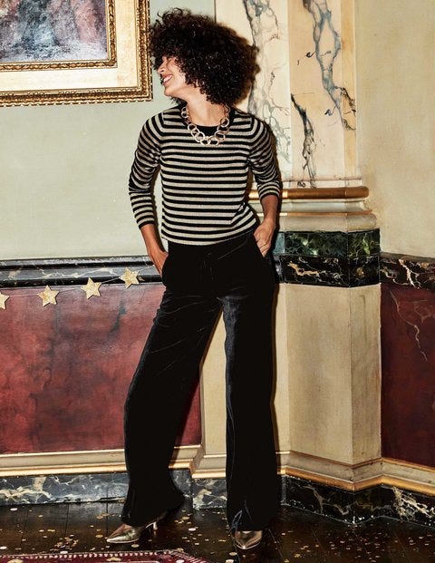 Velvet Wide Leg Trousers - Black Velvet Wide Leg Trousers - Black
