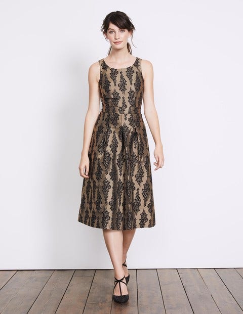 Jacquard Party Dress - Black and Pewter Jacquard Jacquard Party Dress - Black and Pewter Jacquard