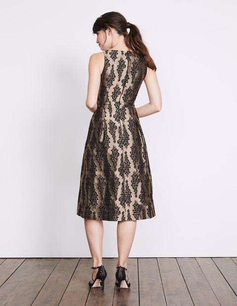 Jacquard Party Dress - Black and Pewter Jacquard Jacquard Party Dress - Black and Pewter Jacquard