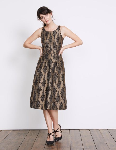 Jacquard Party Dress - Black and Pewter Jacquard Jacquard Party Dress - Black and Pewter Jacquard