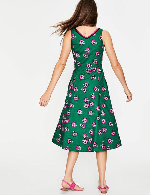 Charlotte Dress - Sap Green, Floral Scattered Charlotte Dress - Sap Green, Floral Scattered