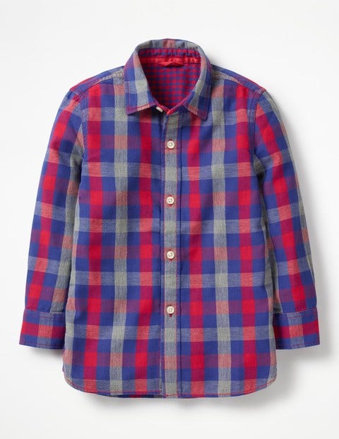 Double Cloth Shirt - Salsa Red/Grey Marl Gingham Double Cloth Shirt - Salsa Red/Grey Marl Gingham