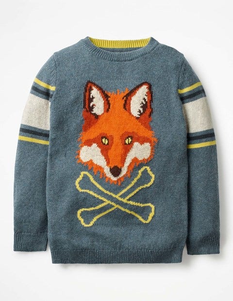Graphic Crew Sweater - Blue Marl Fox Graphic Crew Sweater - Blue Marl Fox