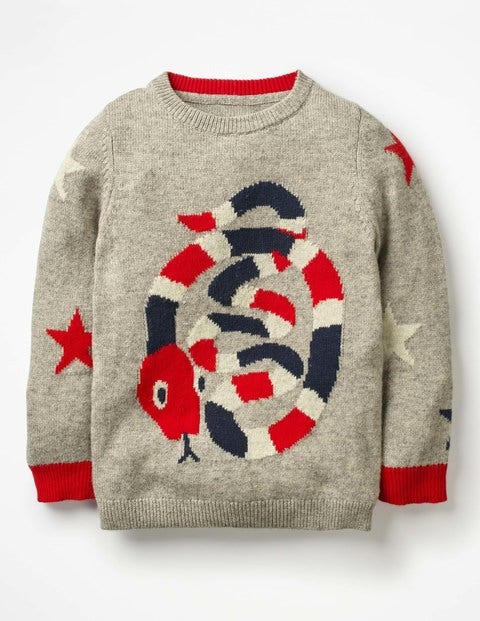 Graphic Crew Jumper - Grey Marl Snake Graphic Crew Jumper - Grey Marl Snake
