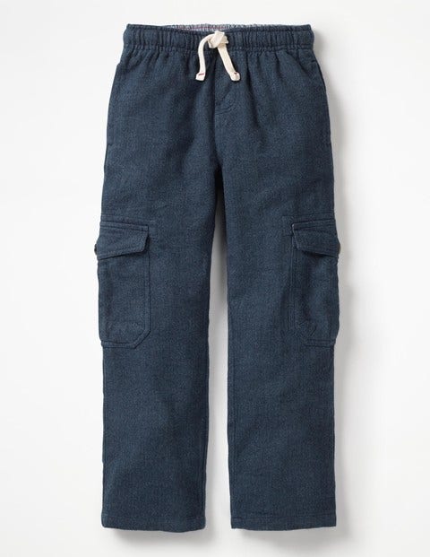 Brushed Tartan Cargo Pants - School Navy Herringbone Brushed Tartan Cargo Pants - School Navy Herringbone