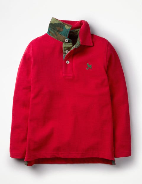 Long-Sleeved Pique Polo Shirt - Salsa Red Long-Sleeved Pique Polo Shirt - Salsa Red