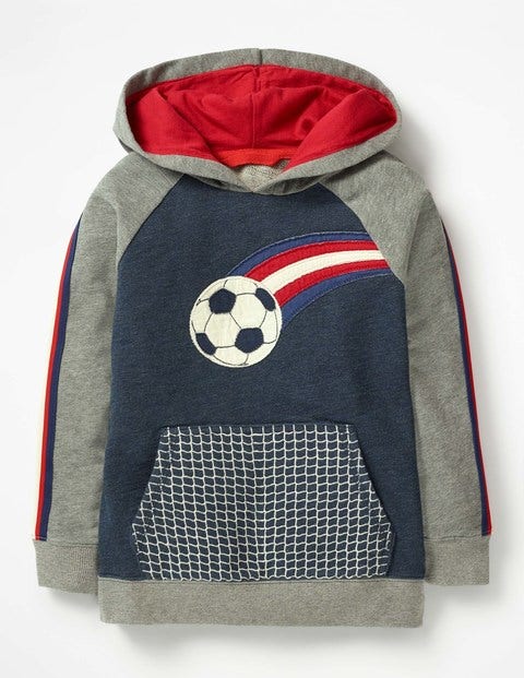 Appliqué Football Hoodie - Navy Marl Football Appliqué Football Hoodie - Navy Marl Football