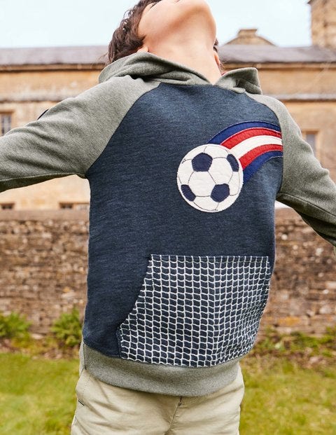 Appliqué Football Hoodie - Navy Marl Football Appliqué Football Hoodie - Navy Marl Football