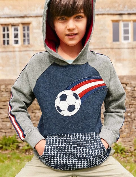 Appliqué Football Hoodie - Navy Marl Football Appliqué Football Hoodie - Navy Marl Football