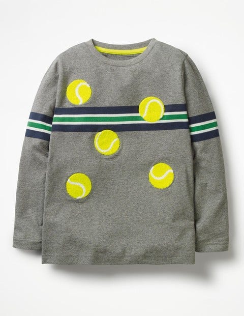 Stripy Sports T-Shirt - Grey Marl Tennis Stripy Sports T-Shirt - Grey Marl Tennis