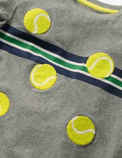 Stripy Sports T-Shirt - Grey Marl Tennis Stripy Sports T-Shirt - Grey Marl Tennis