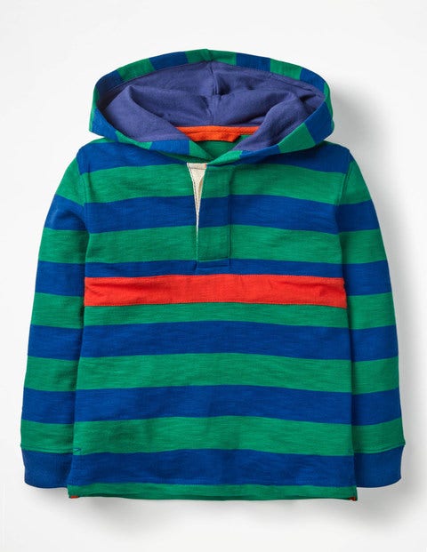 Hooded Rugby Shirt - Watercress Green/Orion Blue Hooded Rugby Shirt - Watercress Green/Orion Blue
