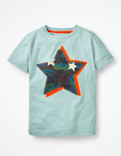 Printed Appliqué T-Shirt - Dolphin Blue Star Printed Appliqué T-Shirt - Dolphin Blue Star