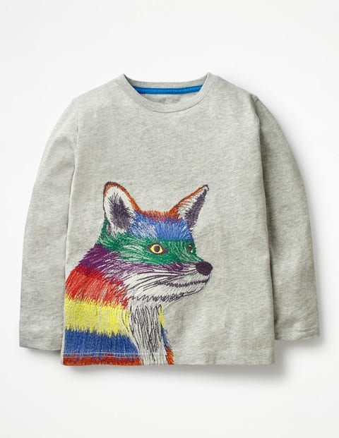 Wild Superstitch T-Shirt - Grey Marl Rainbow Fox Wild Superstitch T-Shirt - Grey Marl Rainbow Fox