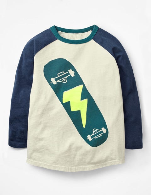 Sporty Raglan T-Shirt - Ecru Skateboard Sporty Raglan T-Shirt - Ecru Skateboard