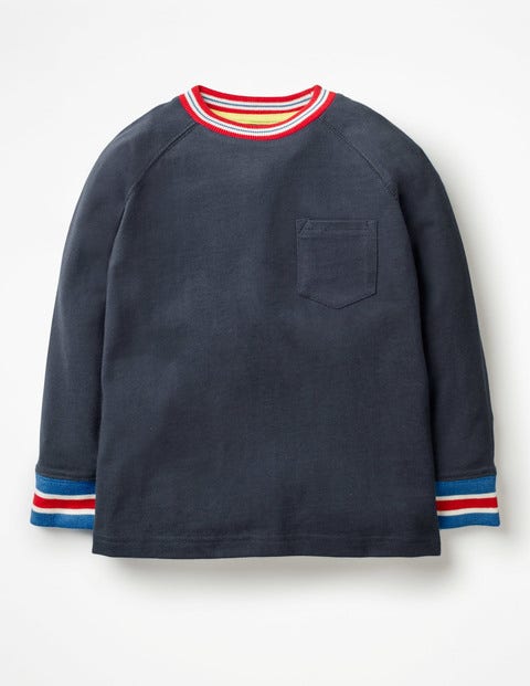 Stripy Rib Raglan T-Shirt - School Navy Stripy Rib Raglan T-Shirt - School Navy