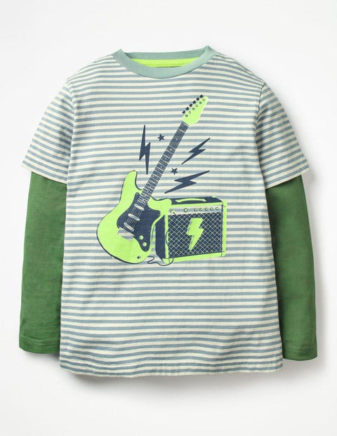 Stripy Music T-Shirt - Wren Blue/Ecru Guitar Stripy Music T-Shirt - Wren Blue/Ecru Guitar